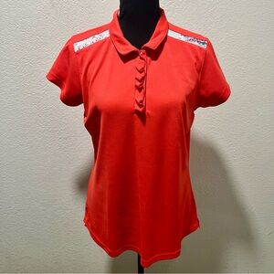 Pebble Beach Red Dry-Luxe Contrast Print Ruffle Placket Performance Shirt